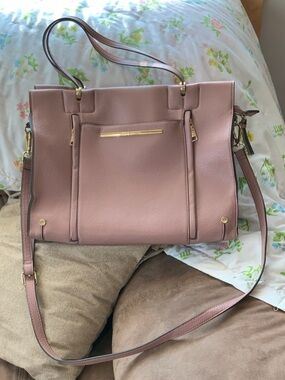Steve Madden Blush Pink Pebbled Leather Shoulder Tote with Gold Hardware